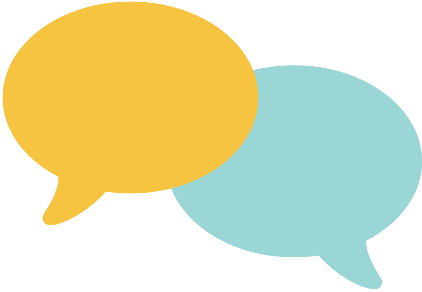 overlapping yellow and blue speech bubbles